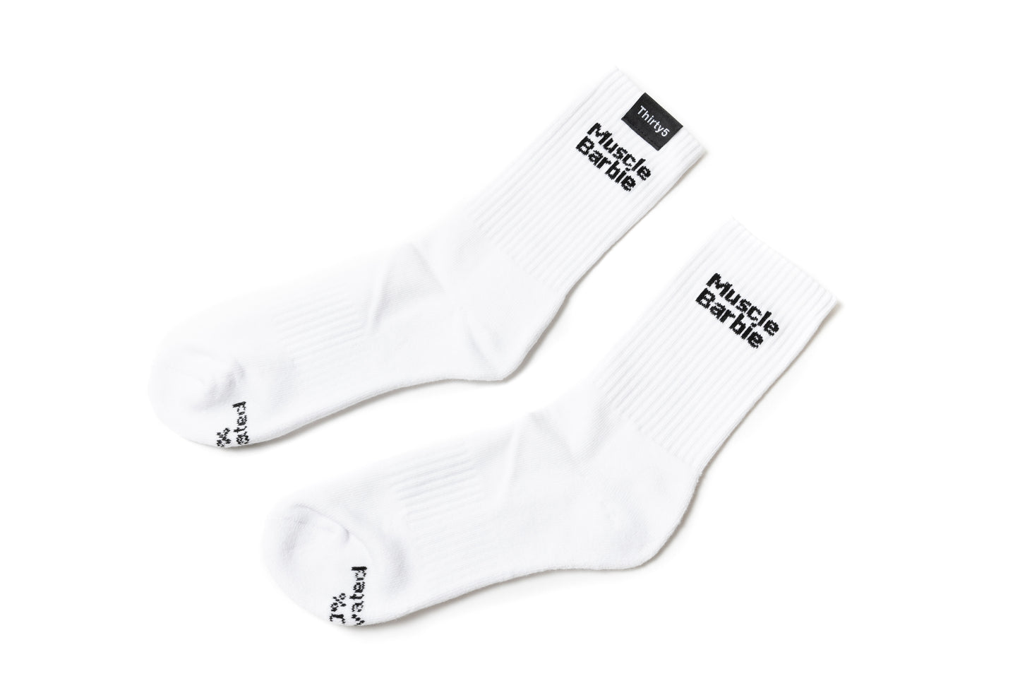 Unisex white crew socks - Muscle Barbie