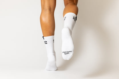 Unisex white crew socks - But did you die?