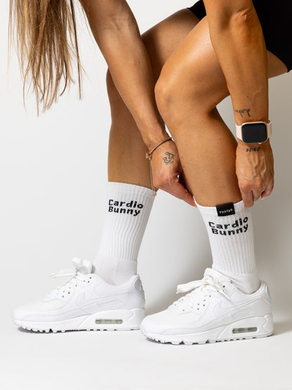 Unisex white crew socks - Cardio Bunny